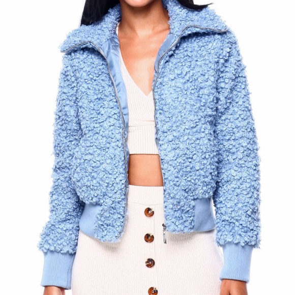 Ashley Stewart JOU JOU | Curly Sherpa Bomber Jacket - Picture 14 of 15